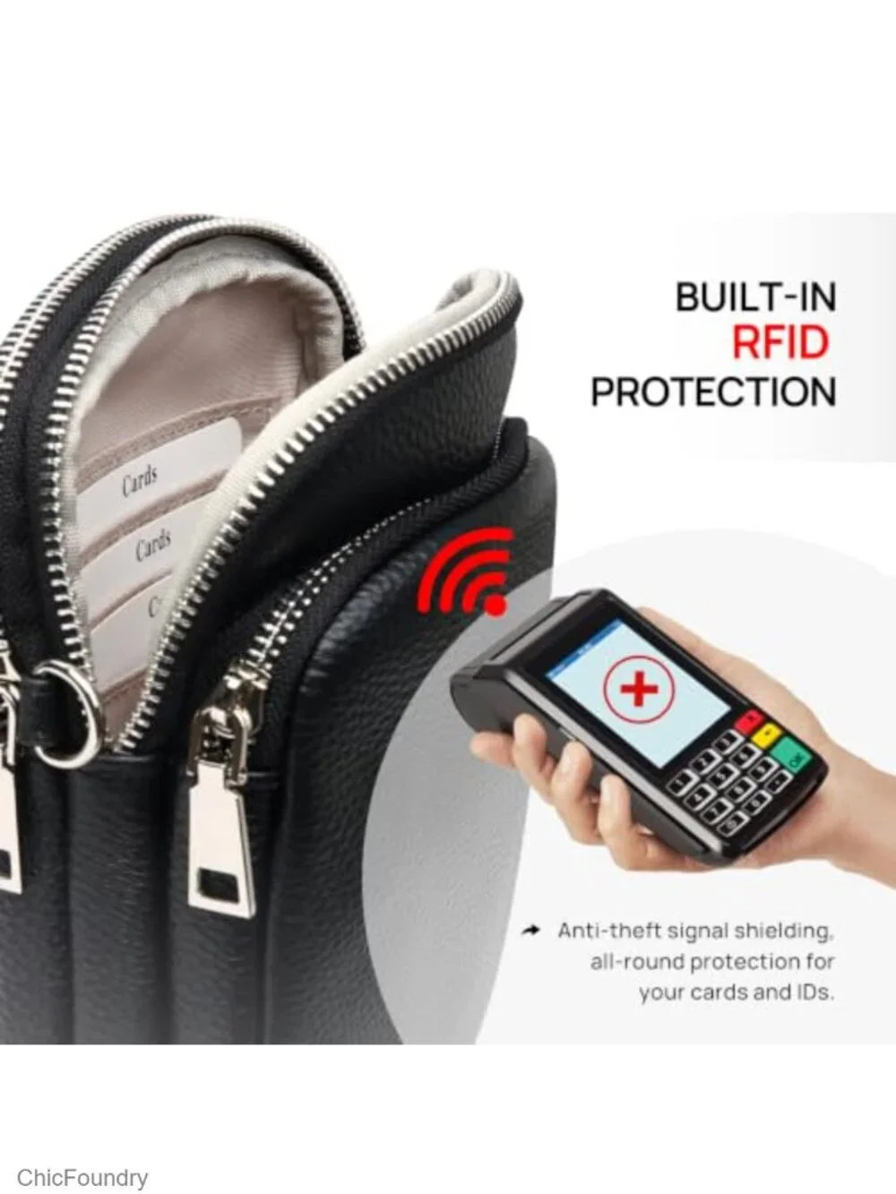 Small Leather Crossbody Bag RFID Blocking for Women